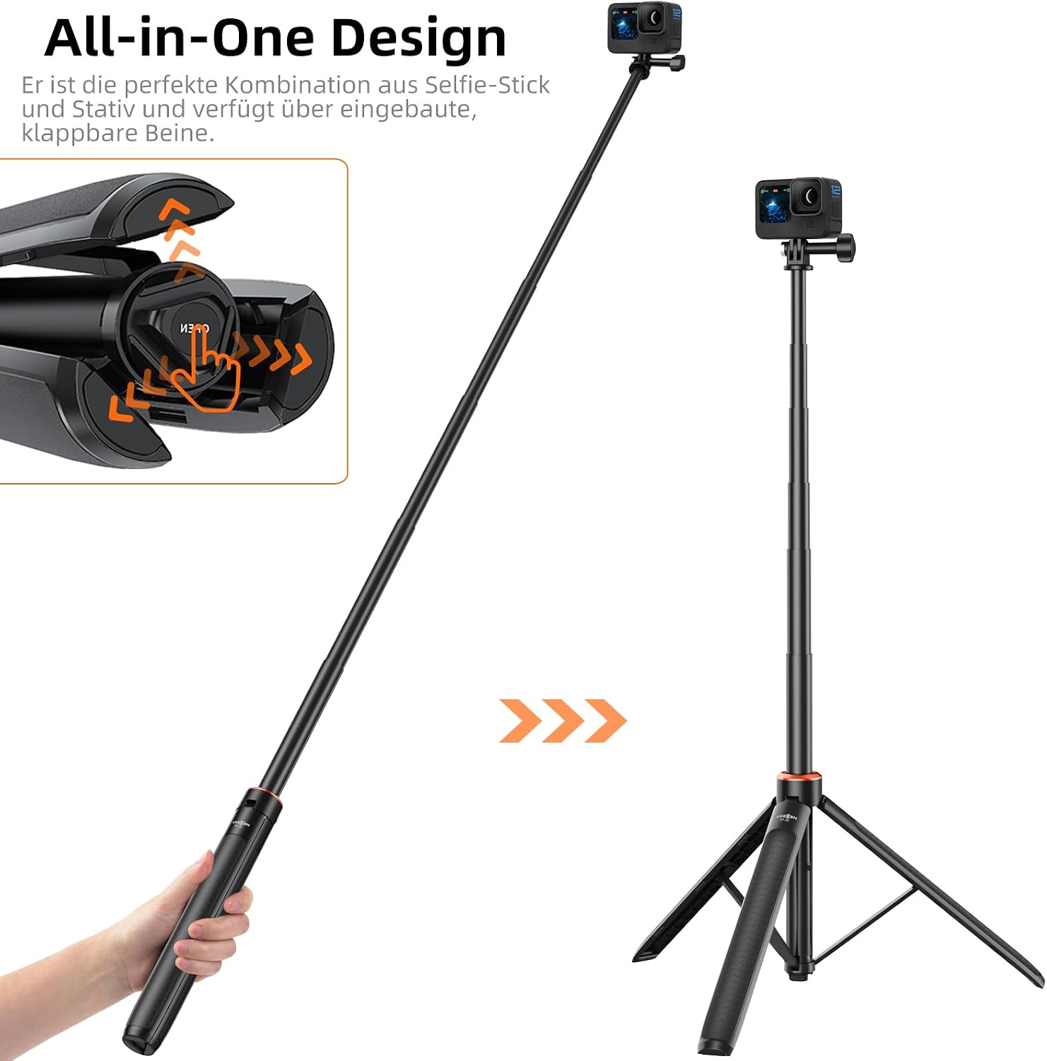 Detalle 2 de Vkesen TP-22 Selfie Stick 136 cm