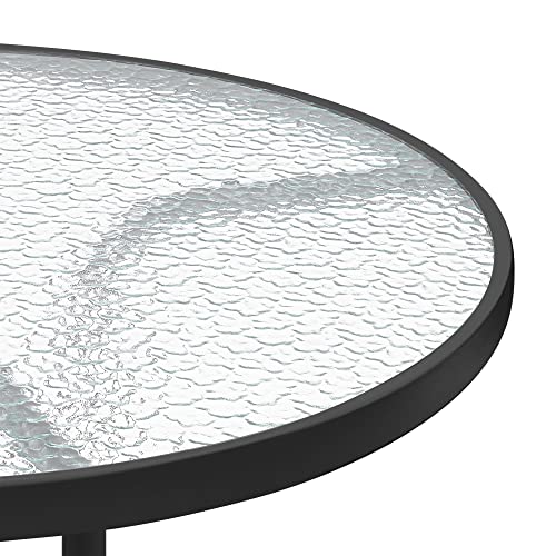 Detalle 2 de Yaheetech tavolo da giardino rotondo in vetro Ø 70 cm con foro per ombrellone (altezza 73 cm) nero
