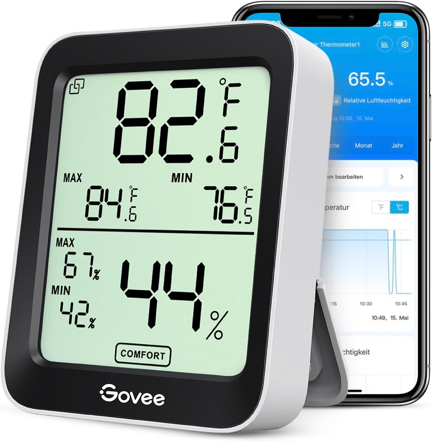Detalle de Govee Thermometer Hygrometer Bluetooth 60 m Reichweite