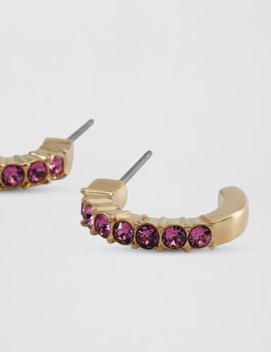 Detalle de Swarovski Pendientes de aro Mini Hoop: aro redondo en tono oro con pavé de cristales rosas