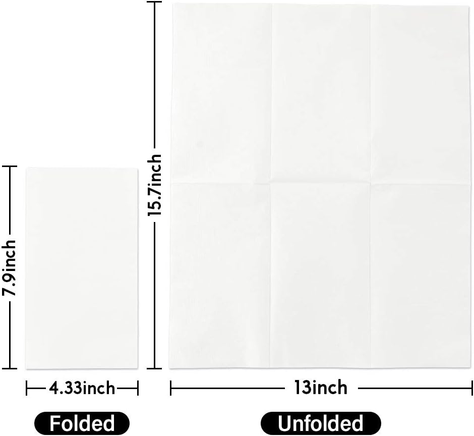 Thumbnail 2 de VPlus 400 Pack Guest Towels Disposable Dinner Napkins (White) — Premium 3-Layer Party Napkins