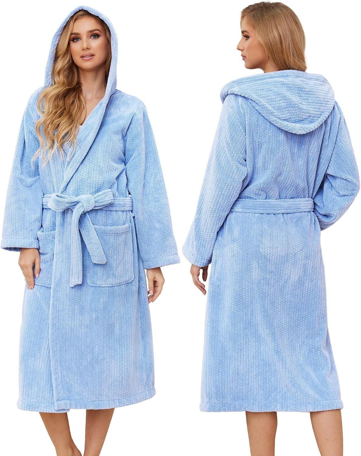 Detalle de PJGGZ Hooded Bathrobe for Women, Long Towel Robe, Quick-Drying and Warm