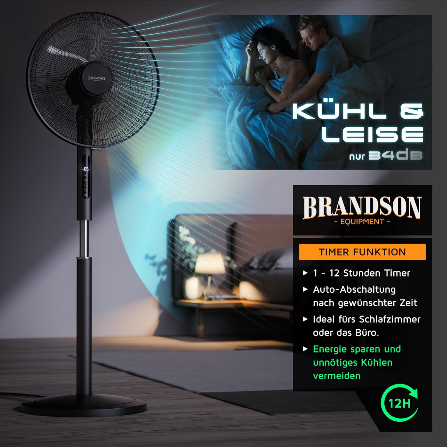 Thumbnail 5 de Brandson DC Standventilator Energiesparend ECO – leise, flexibel und effizient