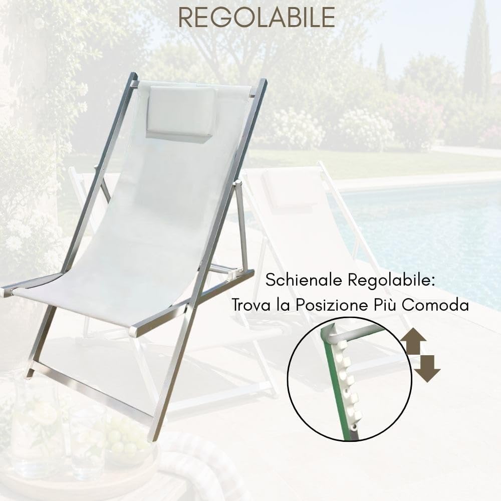 Thumbnail 6 de ZIK Set 2 Sedia Sdraio Pieghevole da Giardino con Cuscino Rimovibile — Bianco