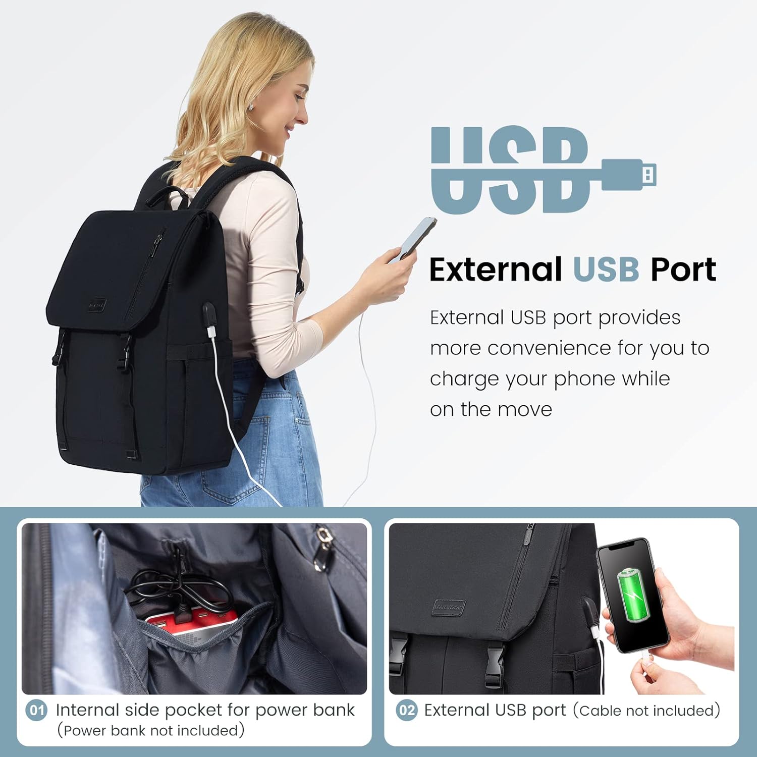Thumbnail 5 de LOVEVOOK Laptop Rucksack 17,3 Zoll