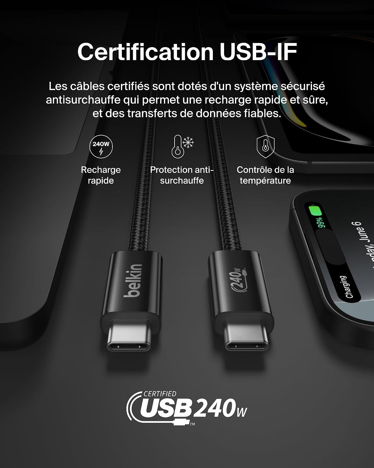 Thumbnail 5 de Belkin Pack de 2 câbles USB-C 1,5 m 240 W