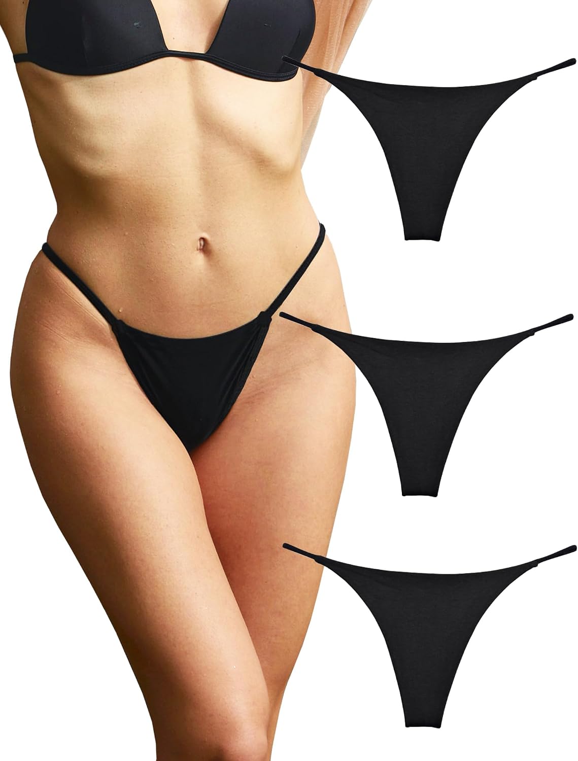 Detalle de KUKU PANDA G String Tangas für Damen aus Baumwolle – 3er Pack nahtlose Slips