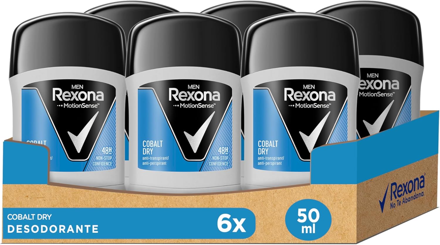Detalle de Rexona Cobalt Dry Stick Antitranspirante Hombre 6x50ml