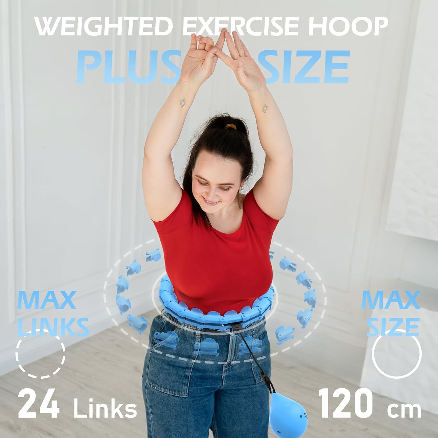 Thumbnail 3 de JLoibao Weighted Hula Circle for Adults (Infinity Fiteness Hoop Plus Size) with 24 detachable links