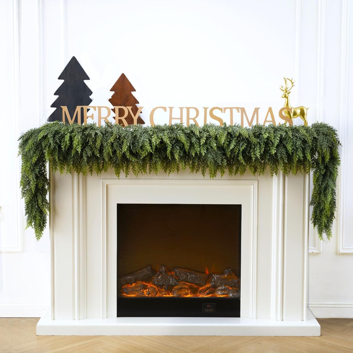 Thumbnail 3 de KIWDY 6-Foot Real Touch Cedar Christmas Garland, 2-Piece PE Set
