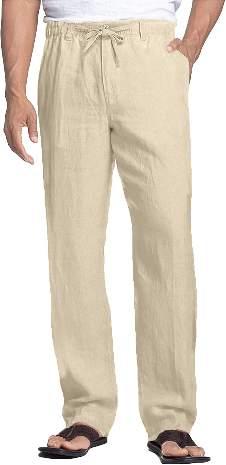 Thumbnail 6 de NANAMEEI Herren-Leinenhose für den Sommer mit Kordelzug – leichte Bundfaltenfrei-Variante S bis 3XL