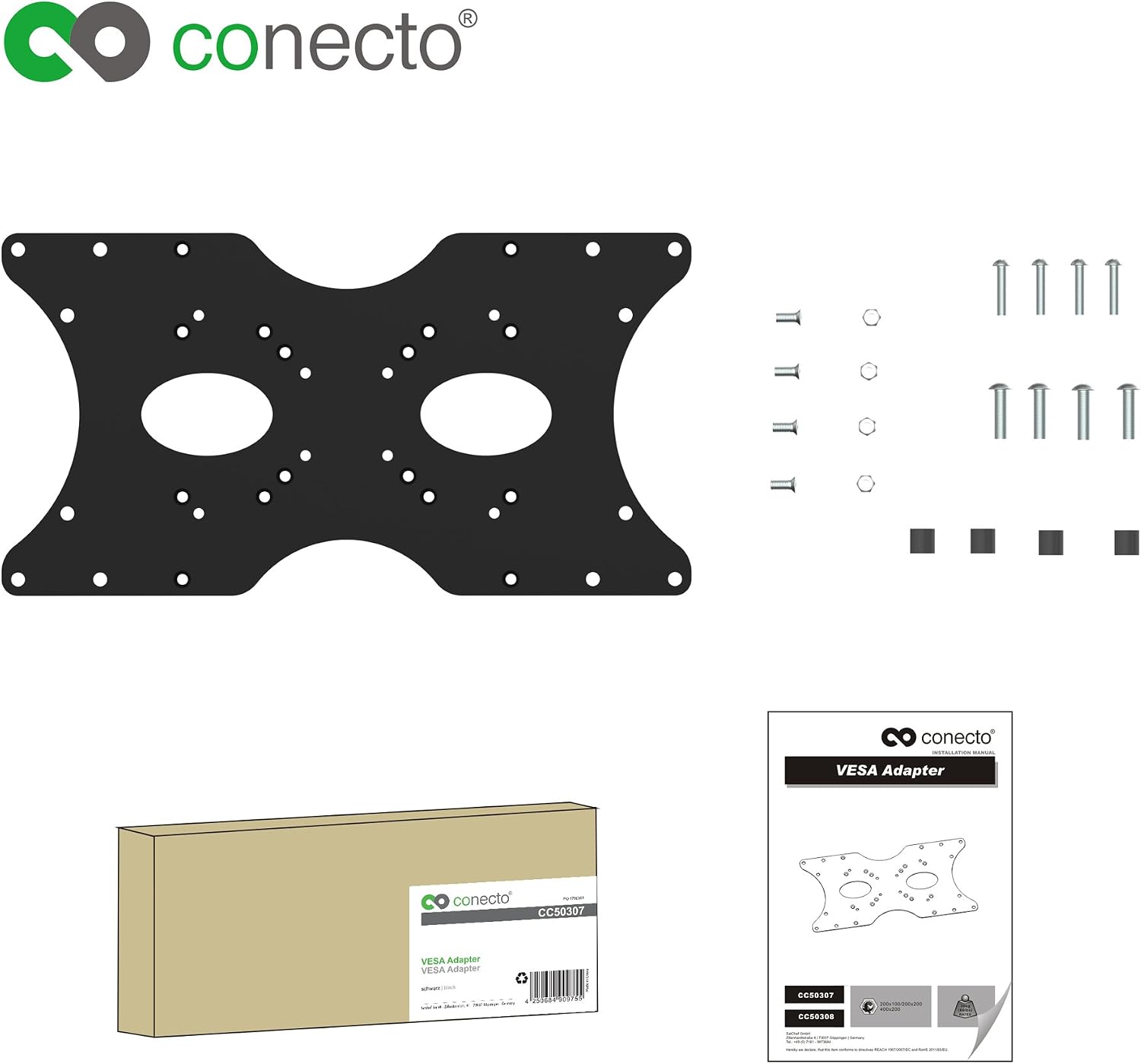 Thumbnail 6 de Adaptateur universel VESA Conecto CC50307-V2: 50x50 à 400x200, 1 pièce, noir