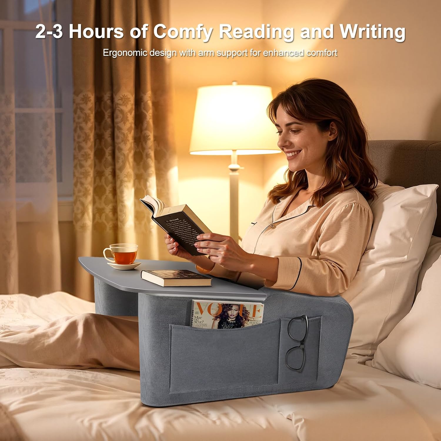 Detalle 2 de OPTIXCELL OP-66R Reading Pillow Lap Desk, 23.7-Inch Wood Surface, 44 lb Capacity