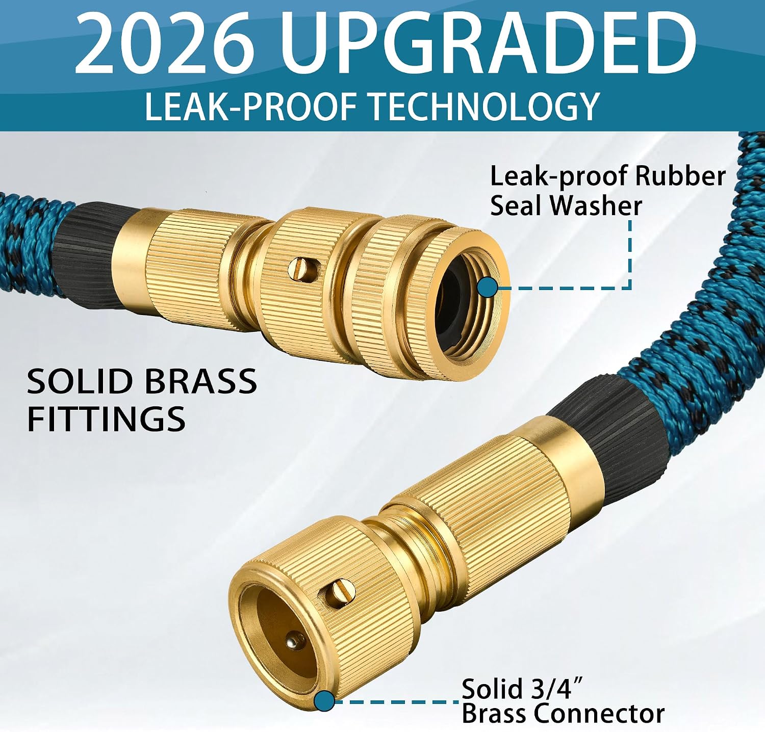 Detalle de 200ft Expandable Garden Hose Pipe with 10-Function Spray Gun and 2-in-1 Quick Fittings