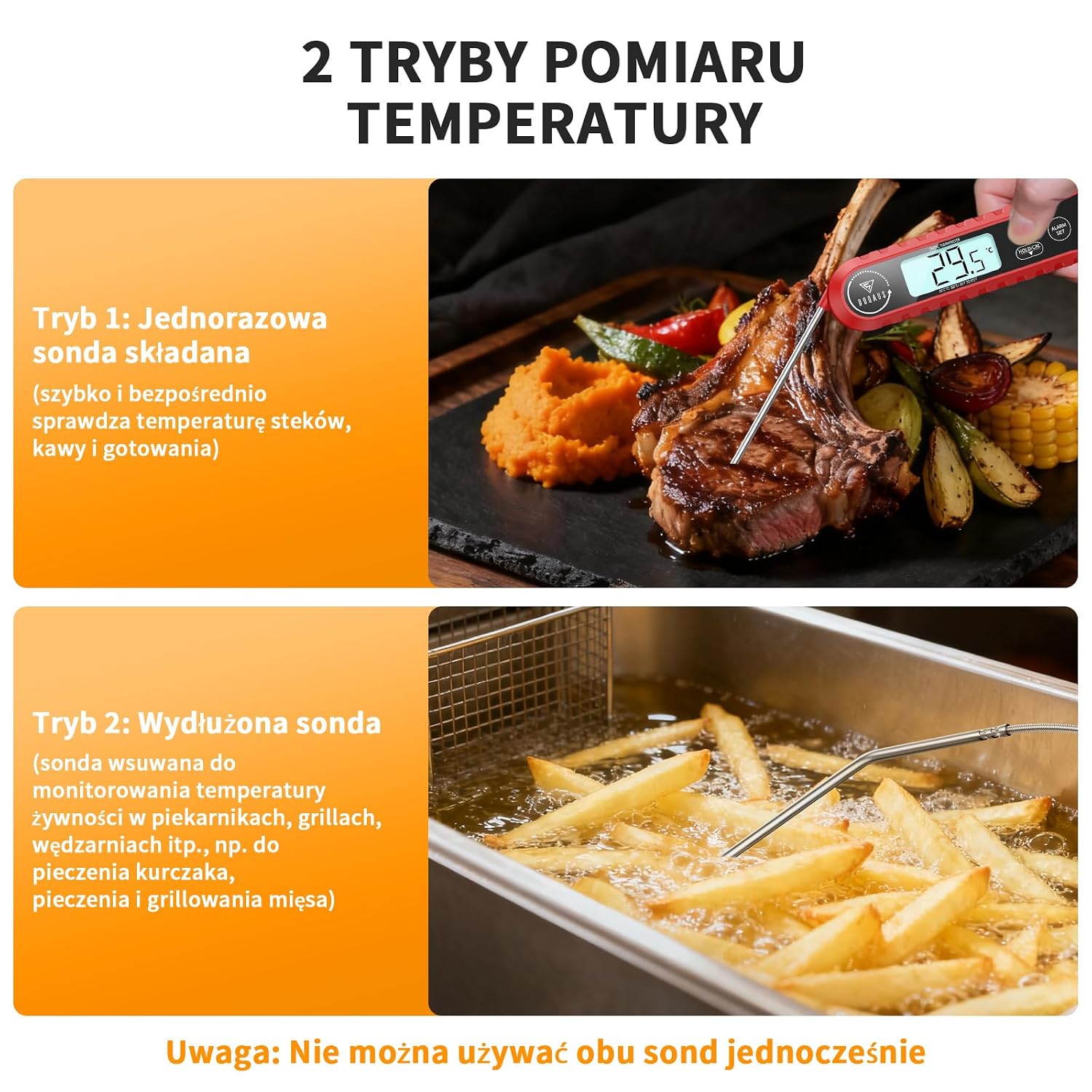 Detalle 2 de DOQAUS CP8 PRO – termometr do mięsa z 2 sondami, alarmem i podświetleniem