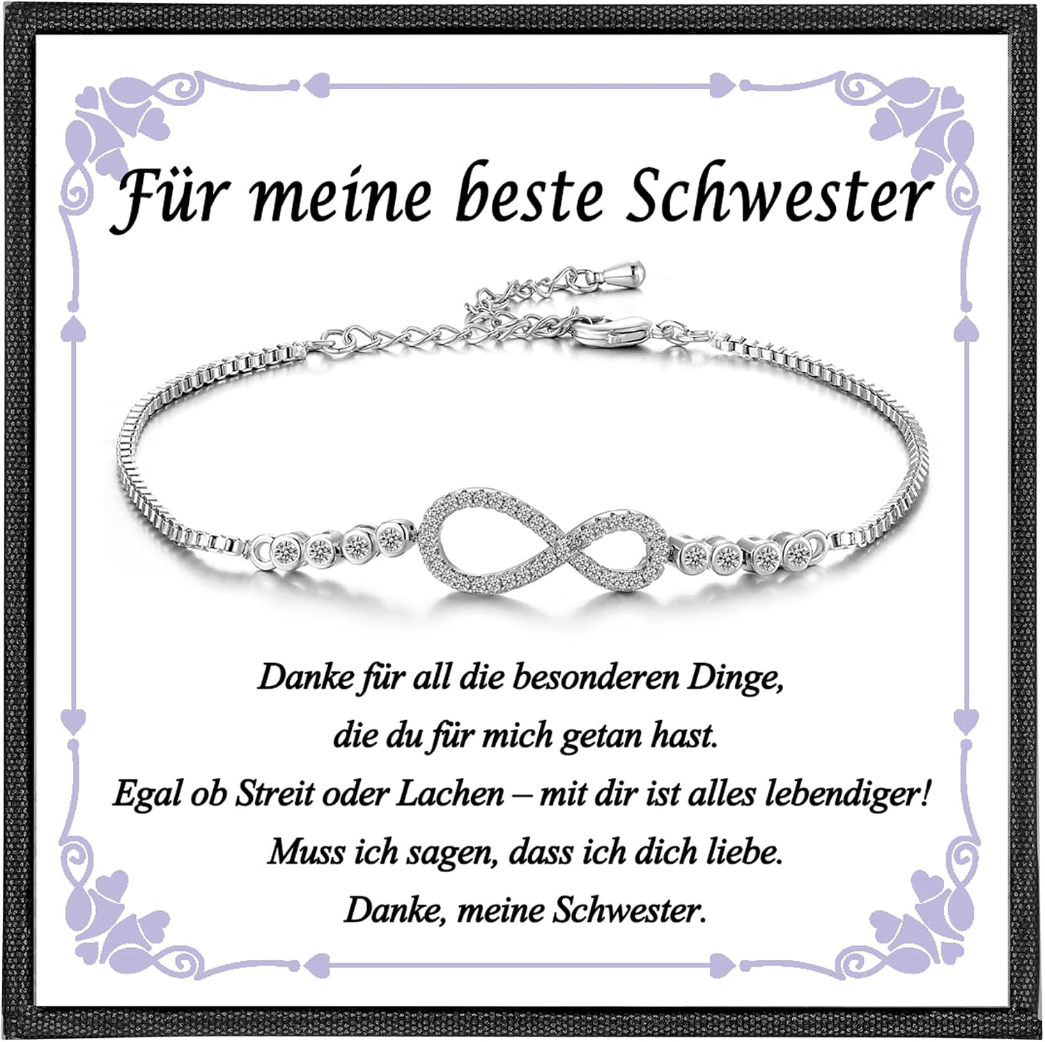 Detalle de USEEDOVIA Unendlichkeitszeichen-Armband mit AAA-Zirkonia für Mama, Tochter, Oma & Schwester