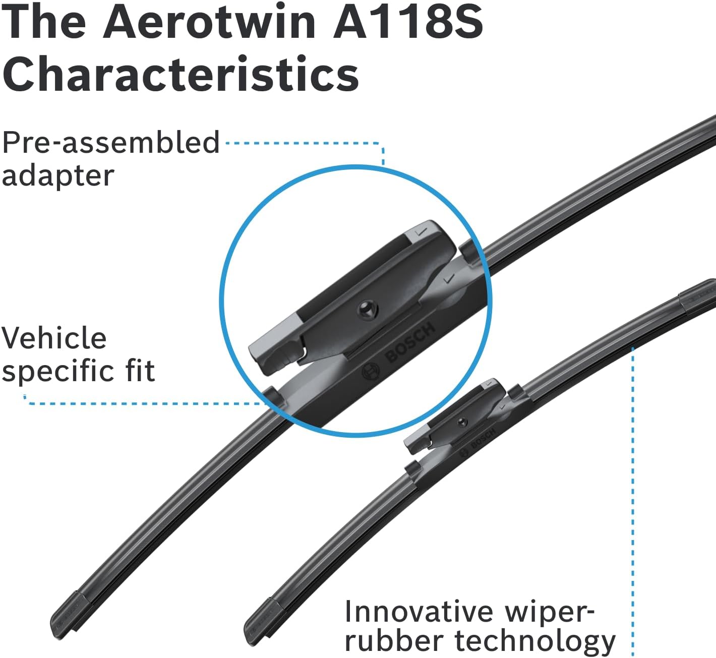 Thumbnail 5 de Bosch Aerotwin A 118 S Front Windscreen Wipers – 2 Pack (600mm/400mm) for UK Right-Hand Drive