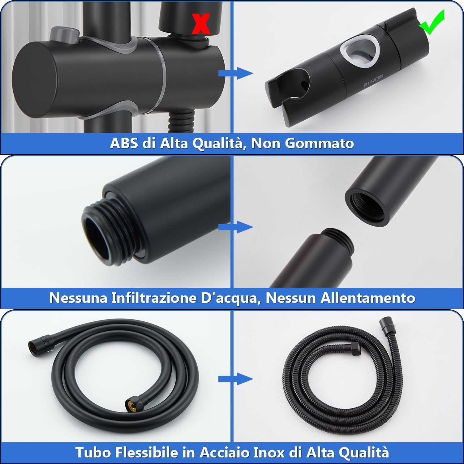 Detalle 2 de Ulytid Asta Doccia 70 cm Nero