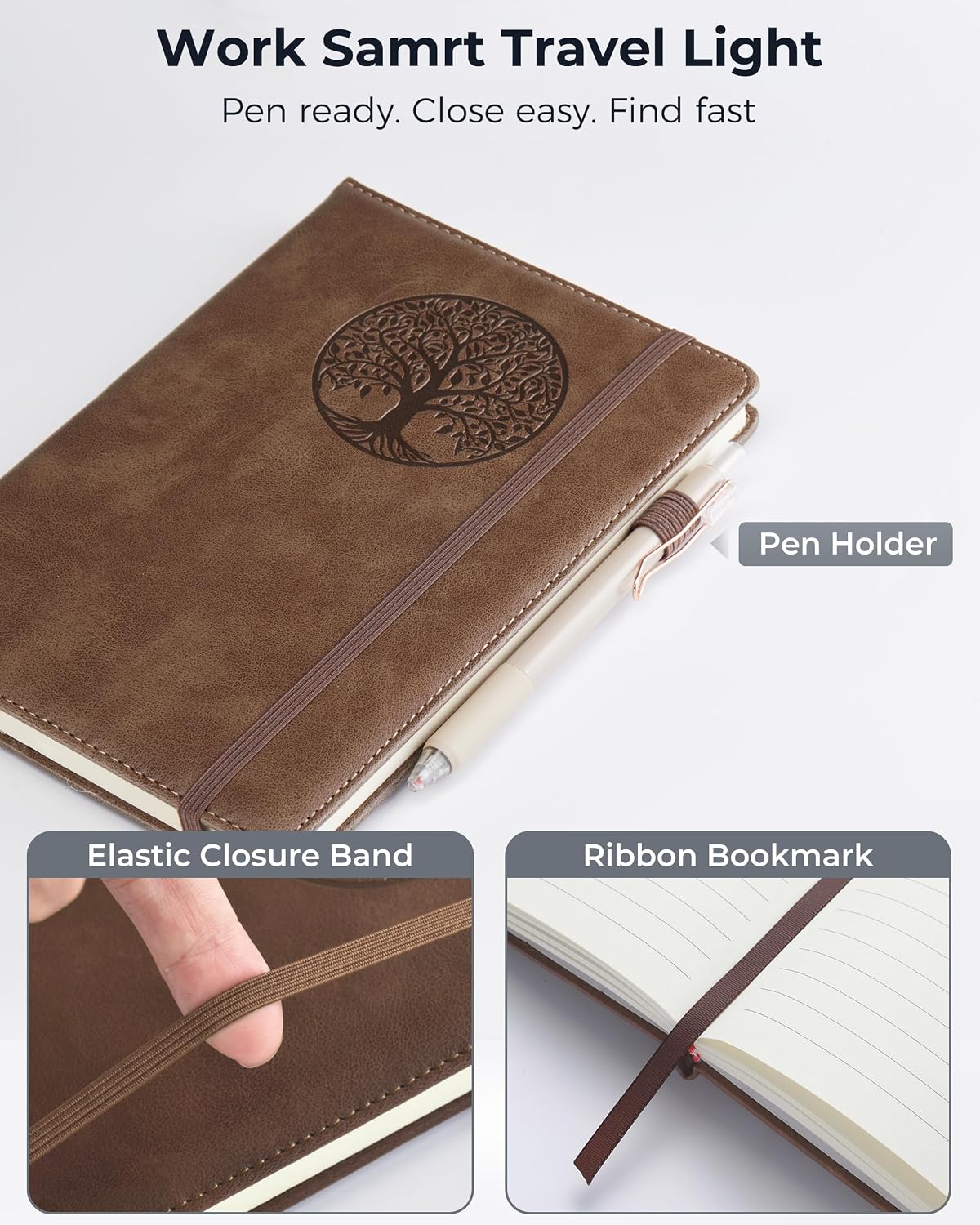 Thumbnail 1 de BIYUNRO A5 Hardcover Journal, Purple Faux Leather, Lined, 160 Pages