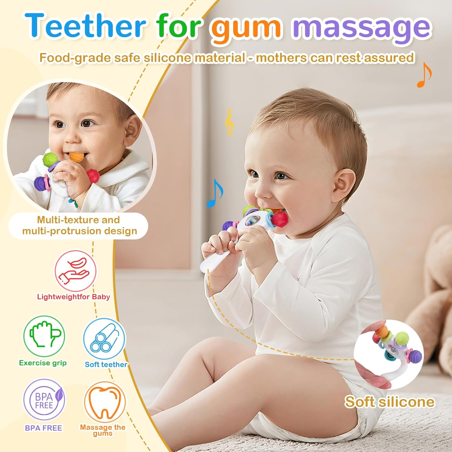 Thumbnail 1 de Food Quality Baby Teething Ring for 0-36 Months