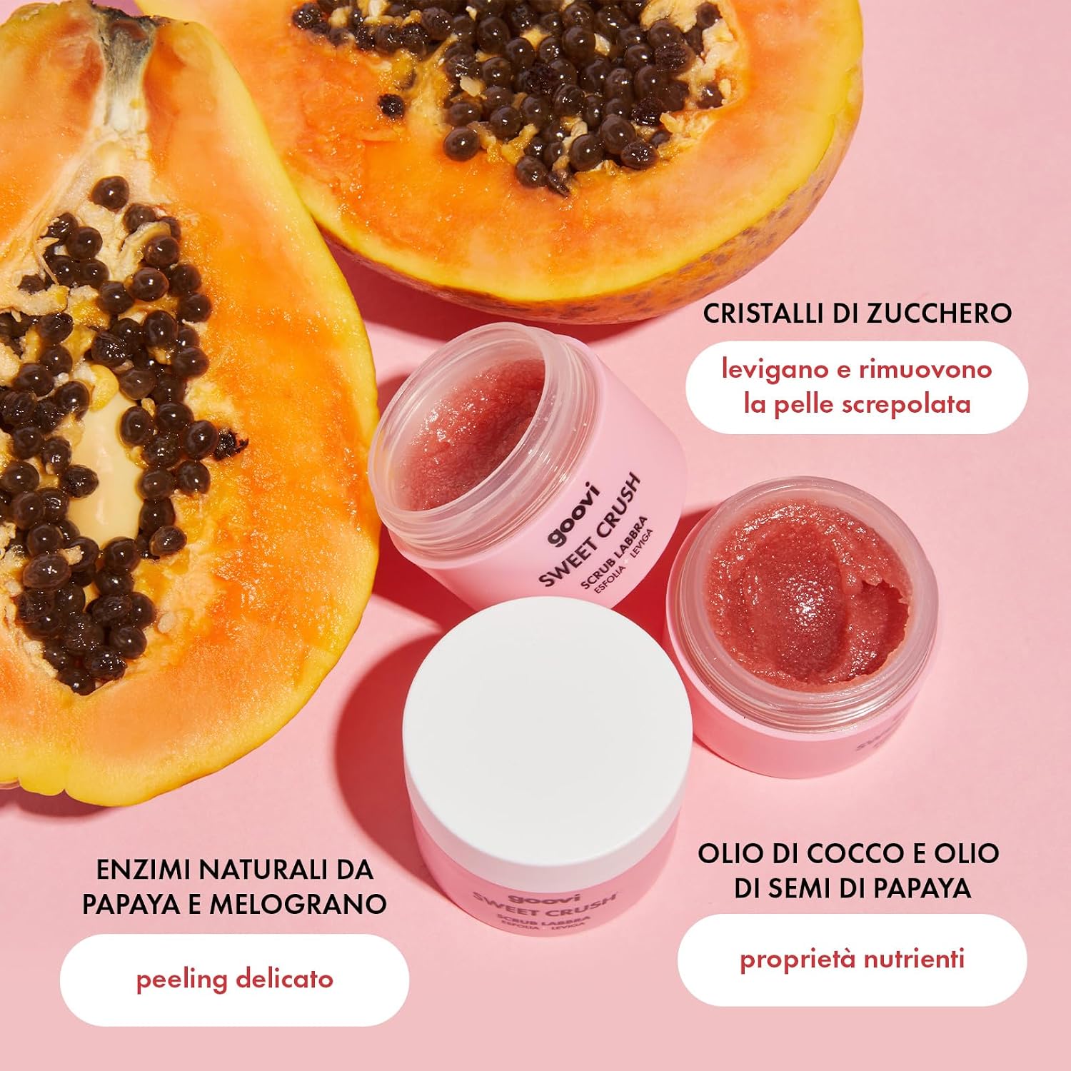 Detalle 1 de Goovi Sweet Crush Scrub Labbra doppia esfoliazione