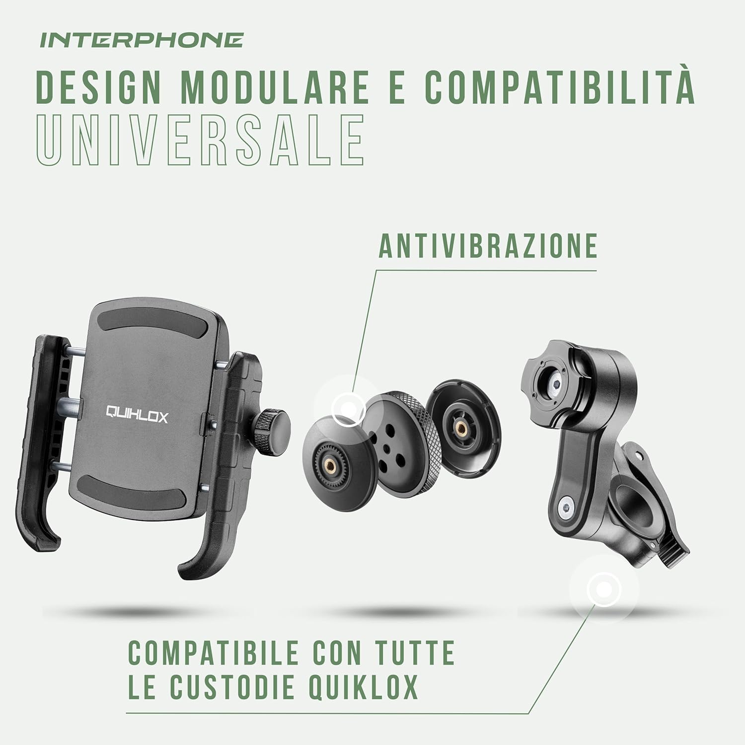 Thumbnail 4 de INTERPHONE QUIKLOX Crab: PortaCellulare Moto universale 3,5"–7" per tutte le cover