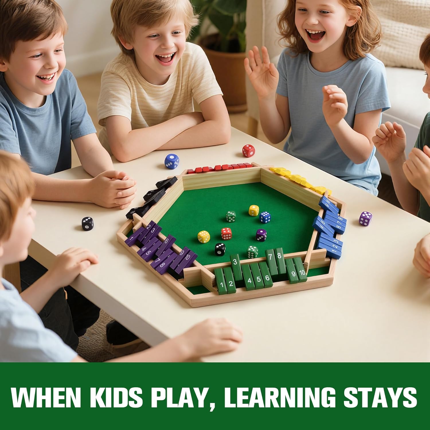 Detalle 2 de Shut The Box en bois pour 6 joueurs