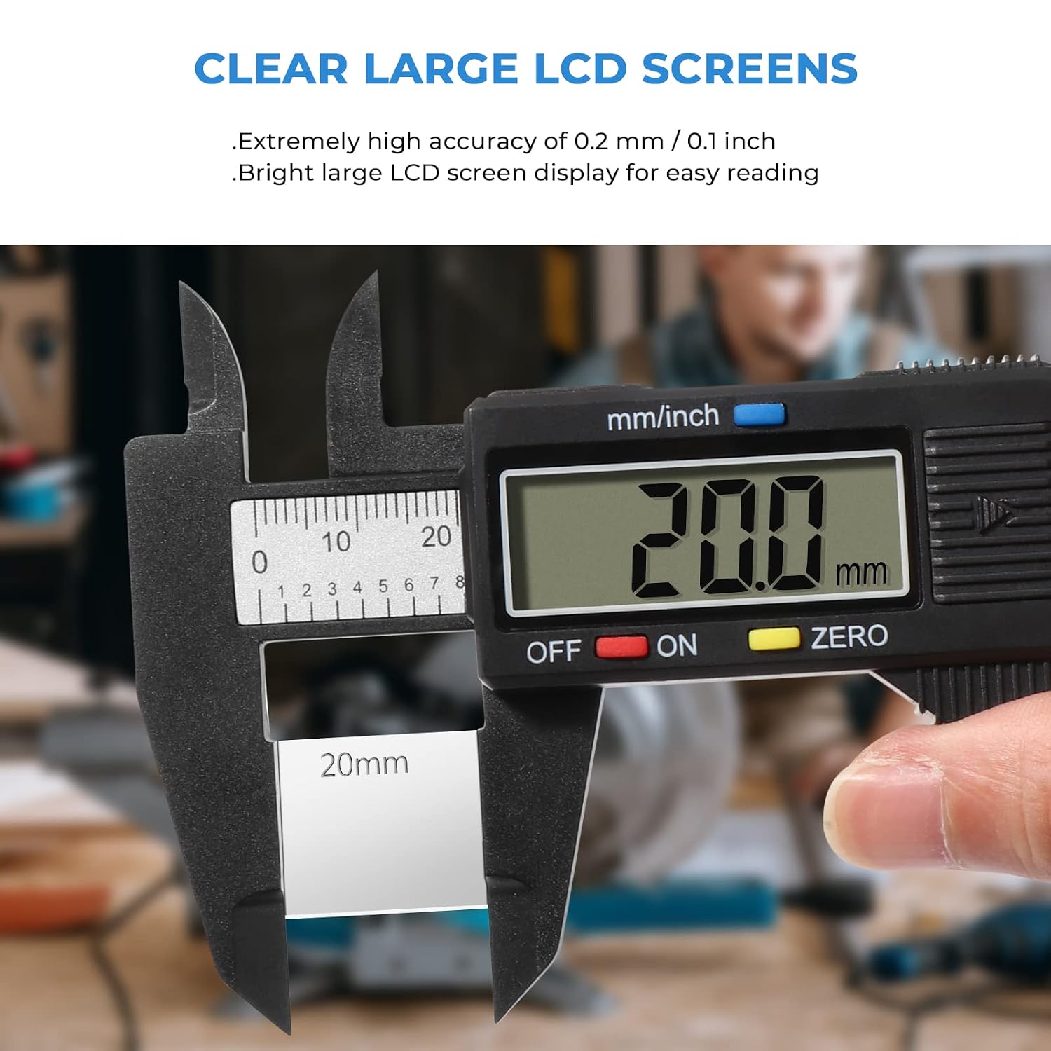 Detalle de Vinabo Pied a Coulisse Digital – suwmiarka cyfrowa 150 mm/6″ z dużym wyświetlaczem LCD