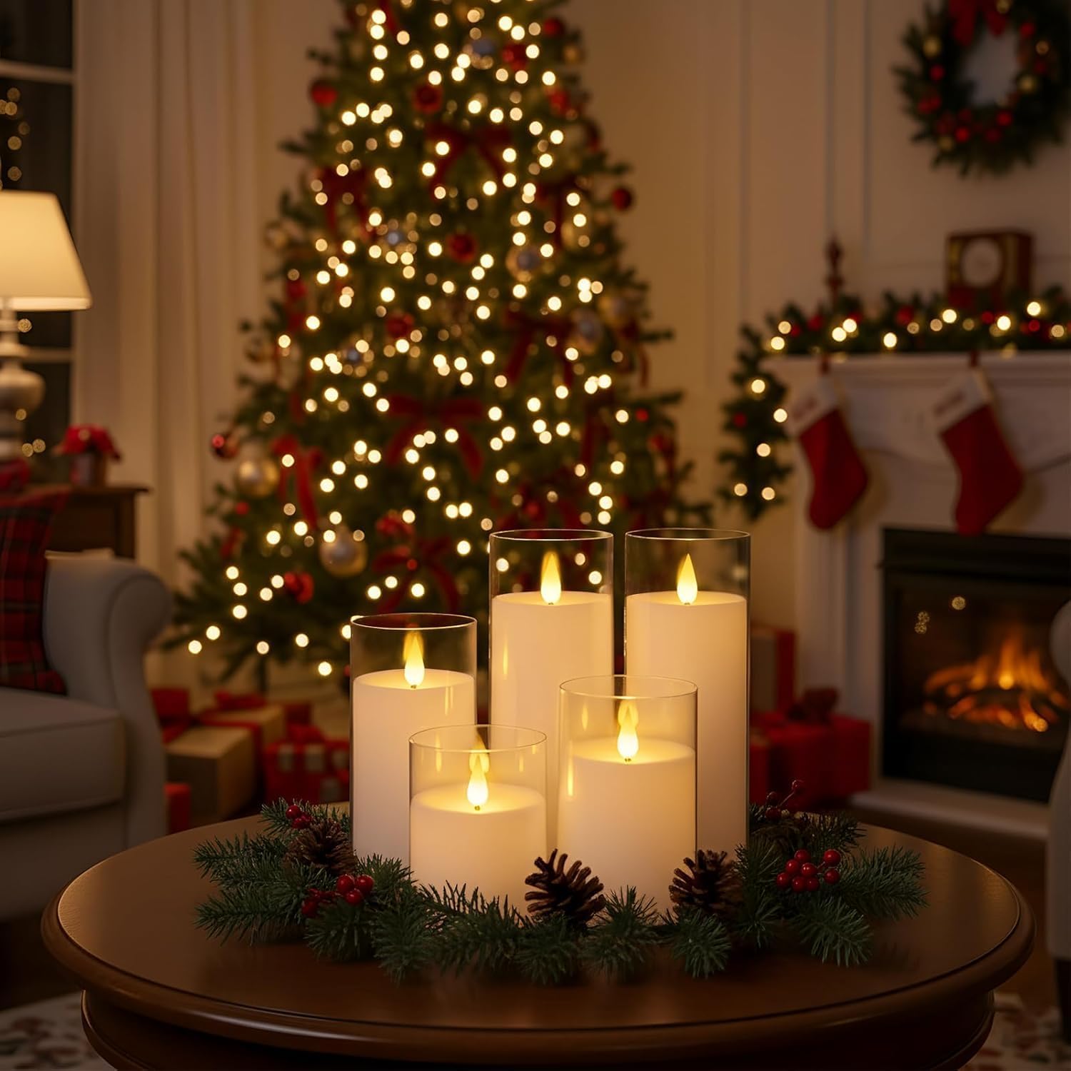 Detalle 2 de Homemory HPILLAR Flameless LED Pillar Candles, 9-Piece Set with Remote