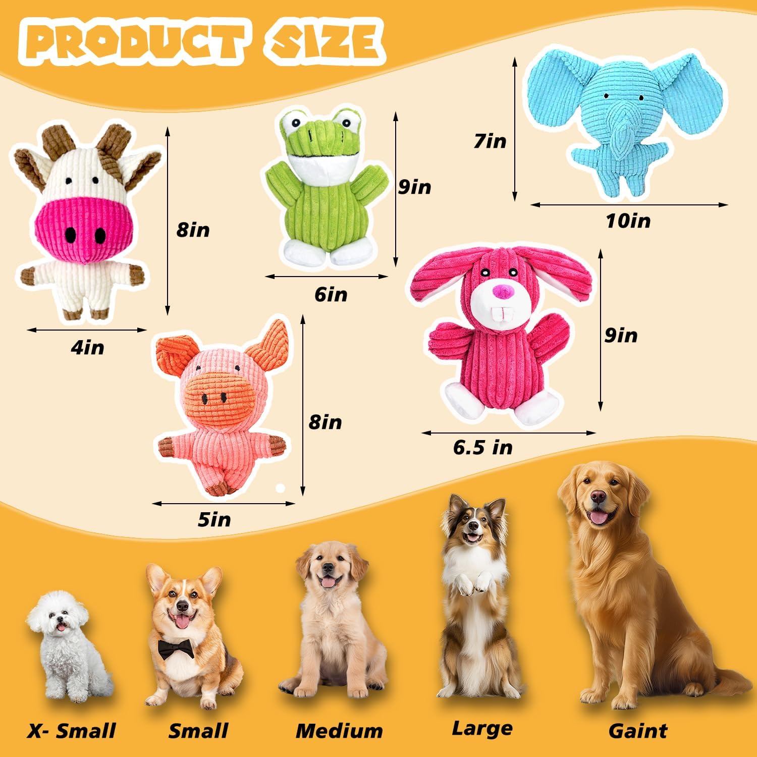 Detalle de MRSOHRET 5 pcs dog toys Plush Squeaky Dog Toys, 5-Pack with Reinforced Seams