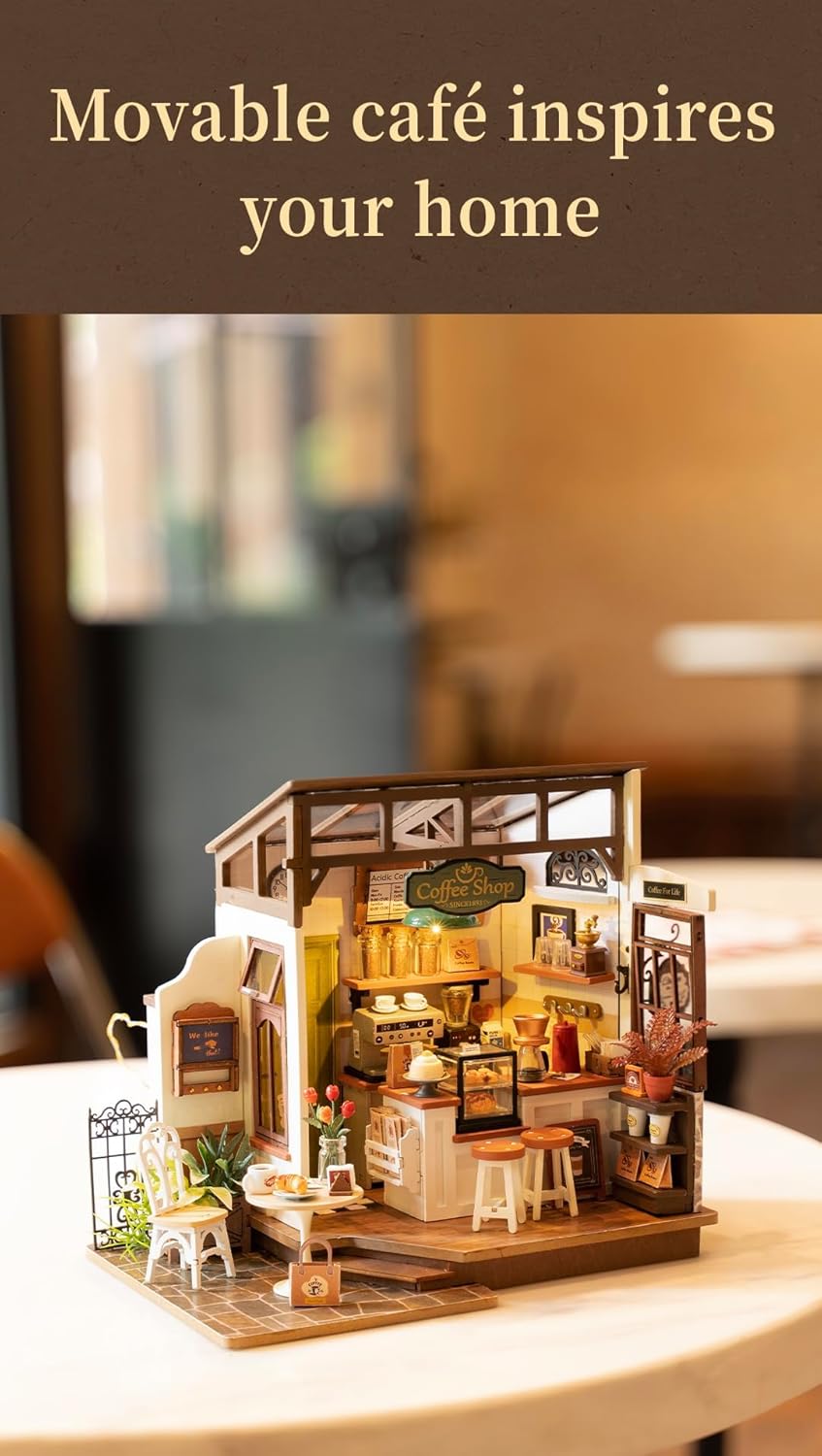 Thumbnail 6 de Rowood Coffee Miniature House Kit: Cozy Open-Concept Dollhouse with LED for Adults