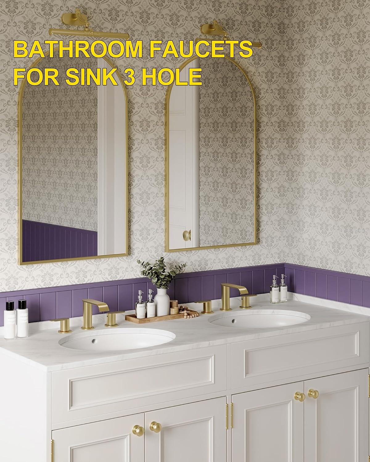 Detalle 2 de Homevacious HM7165055BG 2-Pack Widespread Bathroom Faucets, Brushed Gold