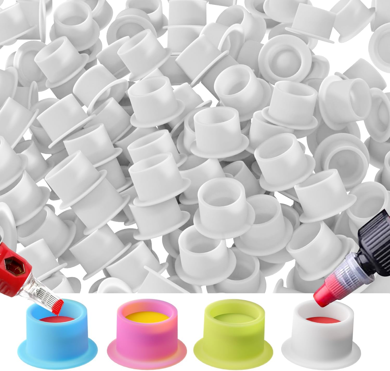 Thumbnail 6 de Tattoo Ink Cup Heart-Shaped Silicone Cup (200 Mix) – Durable, Reusable, Handy for Tattoo, Eyebrow, Lip Colour and Nail Art