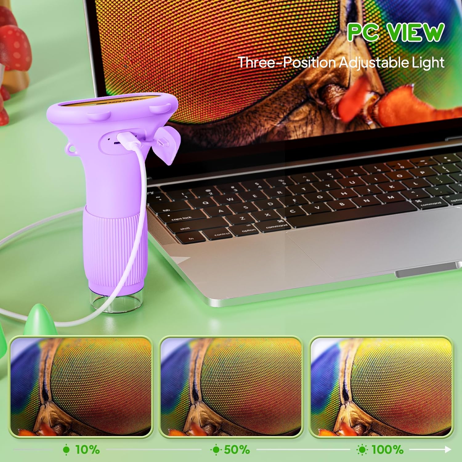 Thumbnail 4 de Ashfly Kindermikroskop 1000X mit 2-Zoll Bildschirm – Taschenmikroskop Purple