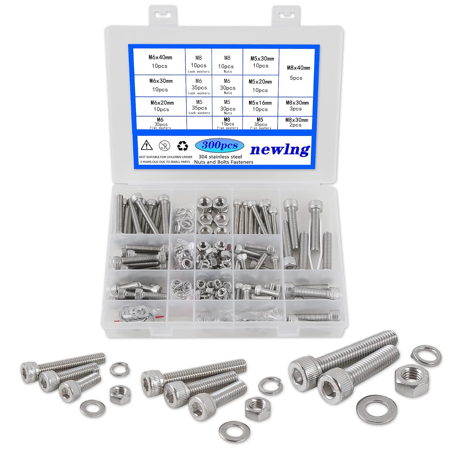 Thumbnail 6 de Newlng M2 M3 M4 M5 Nero Kit Bulloni e Dadi con Rondelle Nero – 940 Pezzi in Acciaio al Carbonio