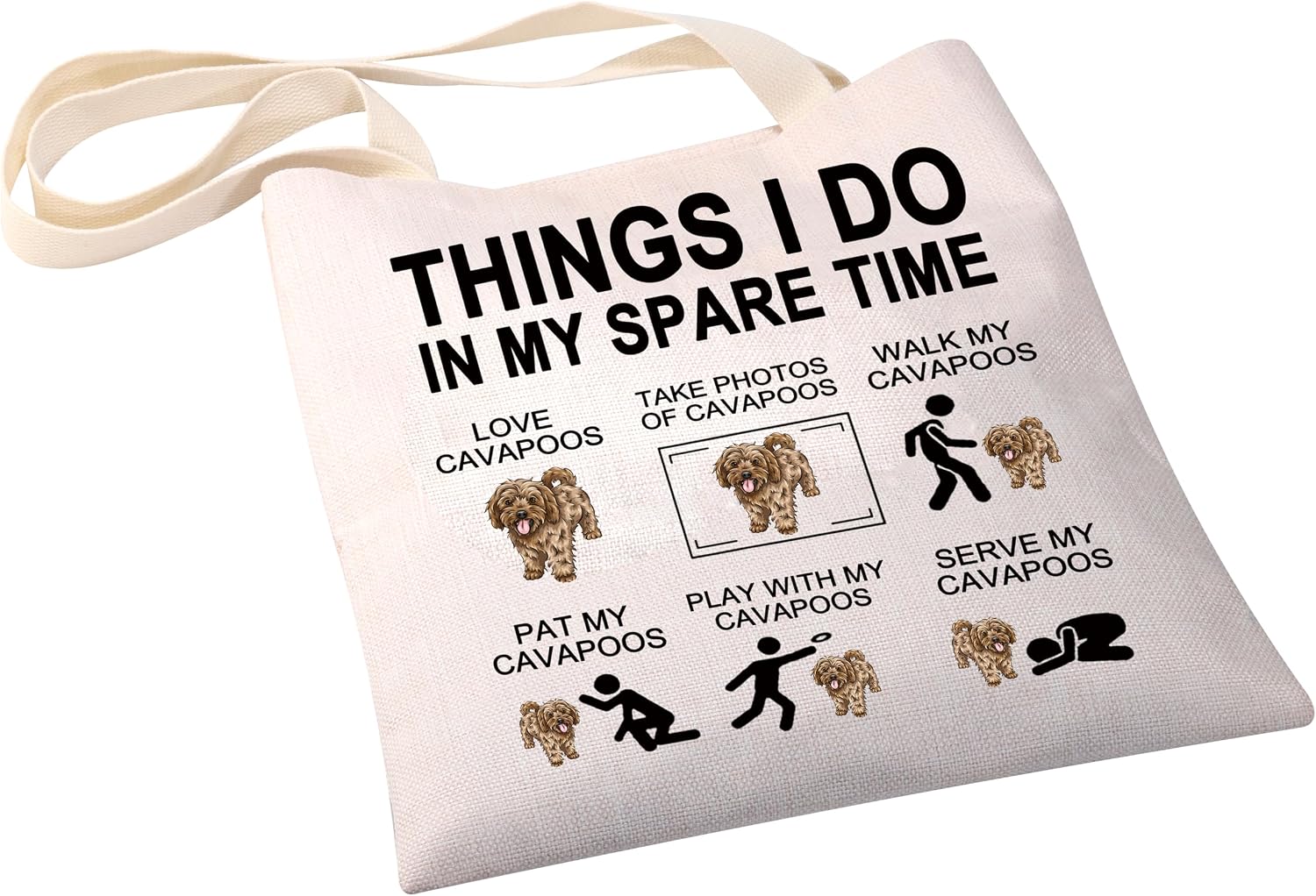 Detalle de PXTIDY Cavapoo Dog Tote Bag – Practical Gift for Cavapoo Lovers