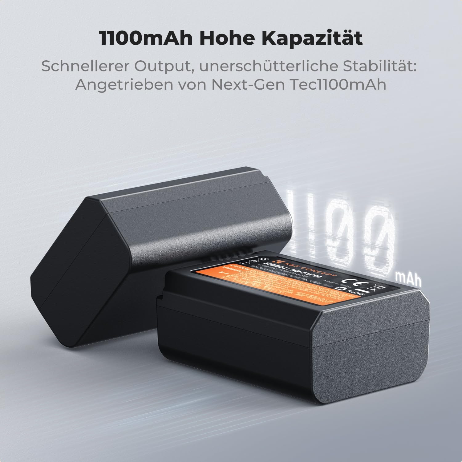 Thumbnail 2 de K&F CONCEPT NP-FW50 Kameraakku Ladegerät – 2er-Set 1100 mAh inkl. Dual-Ladeoption (Typ-C/USB-A) für Sony