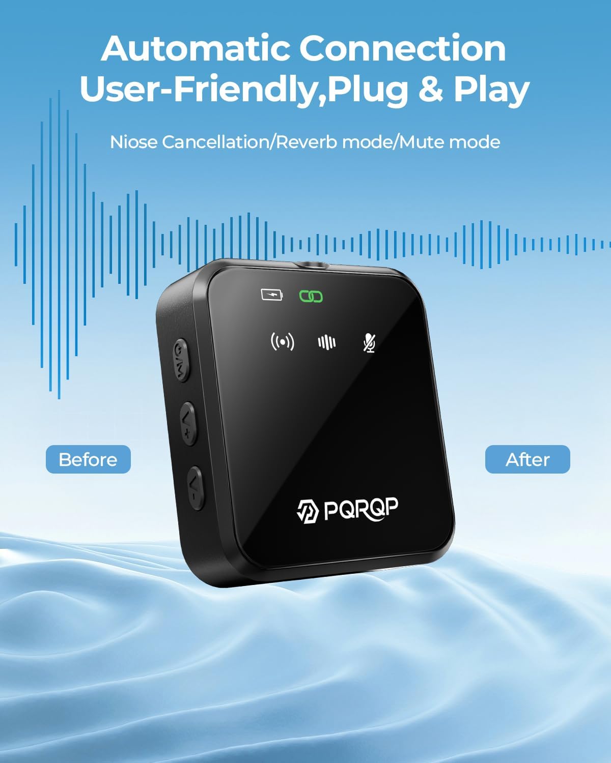 Thumbnail 2 de PQRQP 3-in-1 Wireless Mini Microphone for iPhone, Android, and Camera – Soot Black