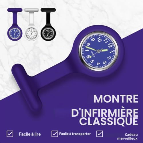 Detalle de Vicloon Montre à Gousset d'infirmière – lot de 3 broches en silicone