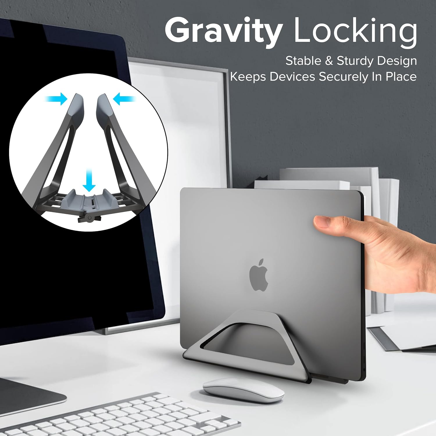 Thumbnail 2 de Elestoria eles-gravity_dock-grey 縦型ノートPCスタンド アルミ製・調節式・自動開閉