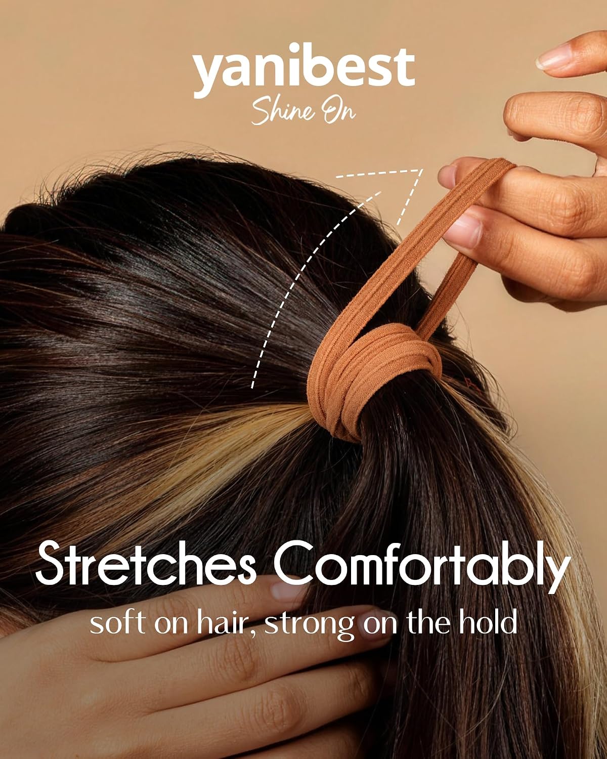 Detalle de Yanibest Soft Hair Ties, 10-Pack Seamless Nylon Elastics for Thin to Medium Hair