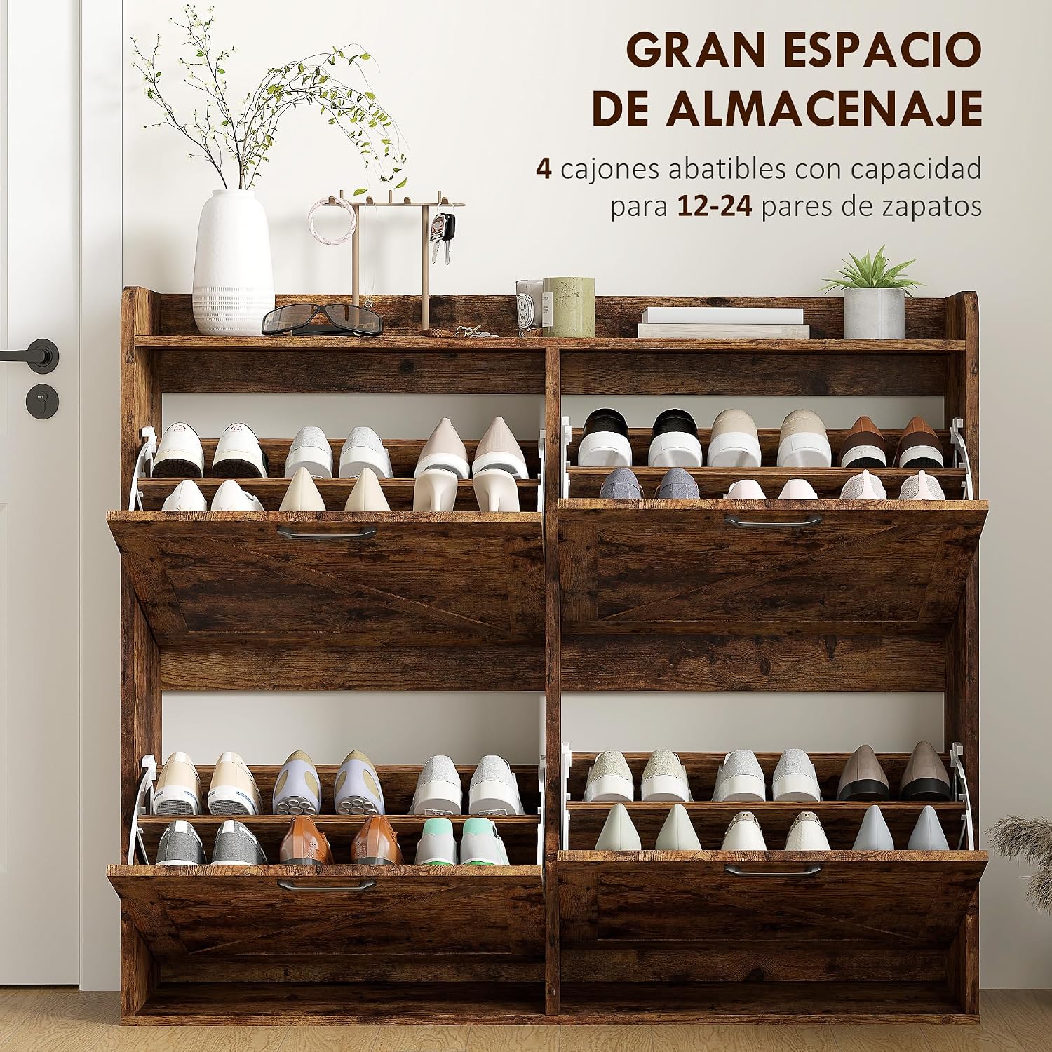 Thumbnail 3 de HOMCOM Zapatero estrecho 4 puertas 24 pares