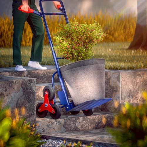 Detalle de Gardebruk Deuba Carretilla plegable de mano para escaleras: carga 200 kg y 6 ruedas, altura ajustable