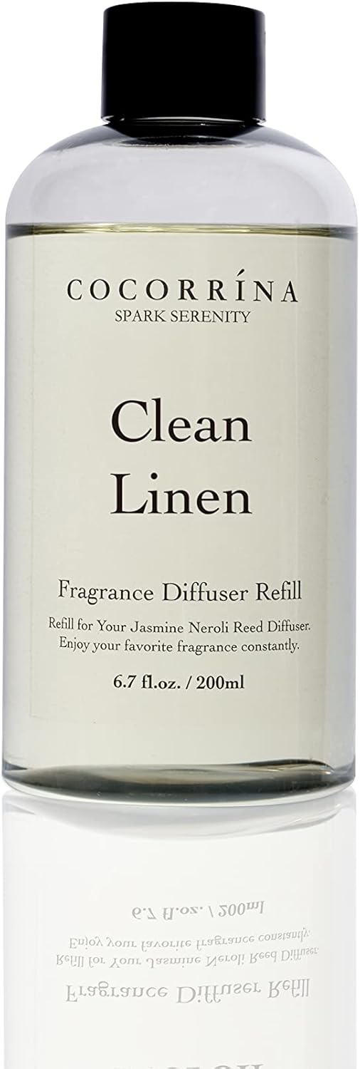 Thumbnail 3 de COCORRÍNA Raumduft Nachfüller 200 ml mit 8 Duftstäbchen Clean Linen (für Diffusor, Wohnzimmer, Schlafzimmer & Bad)