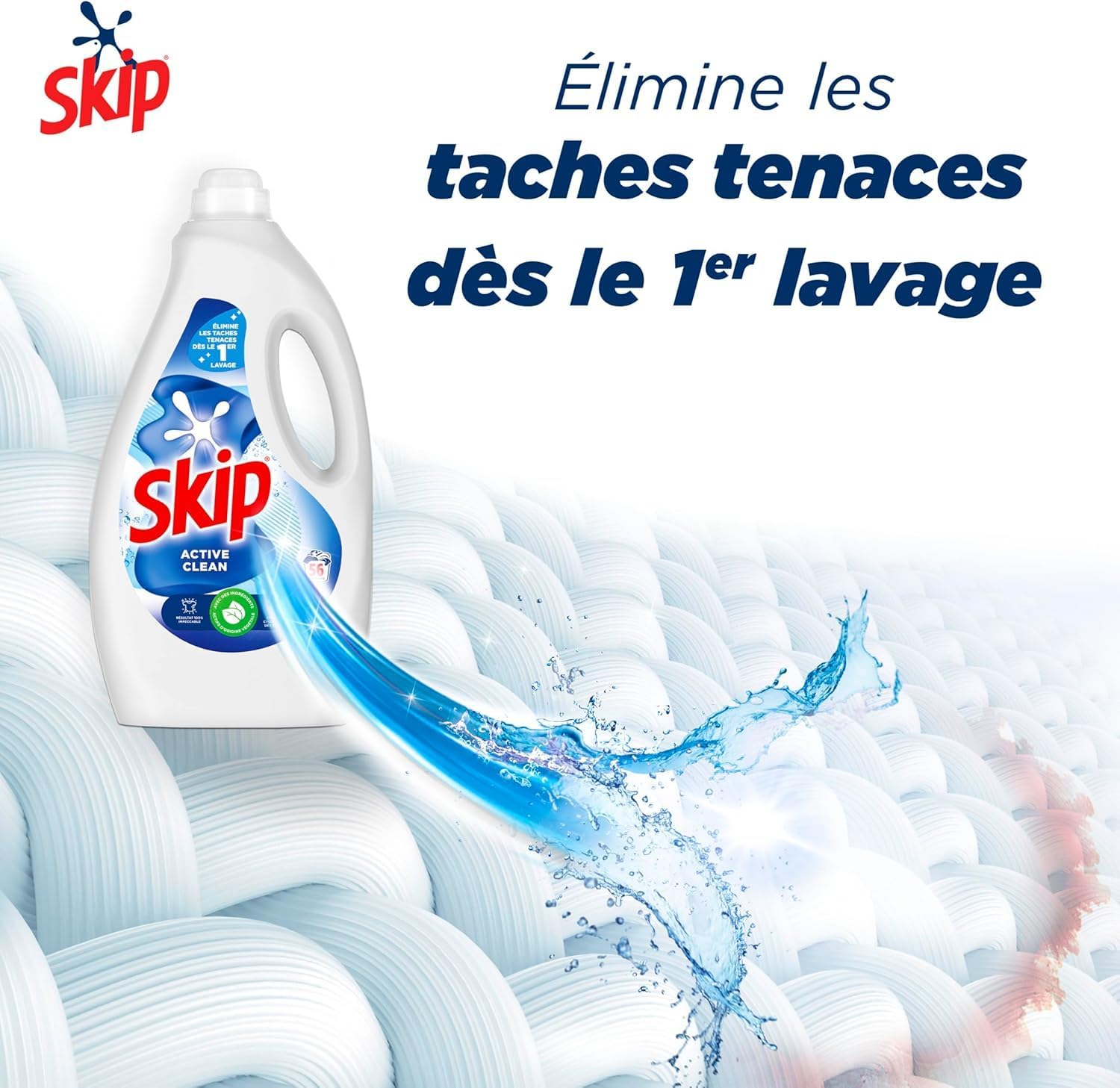 Detalle de Skip Lessive Liquide Active Clean – Propreté impeccable et fraîcheur longue durée, 28 lavages