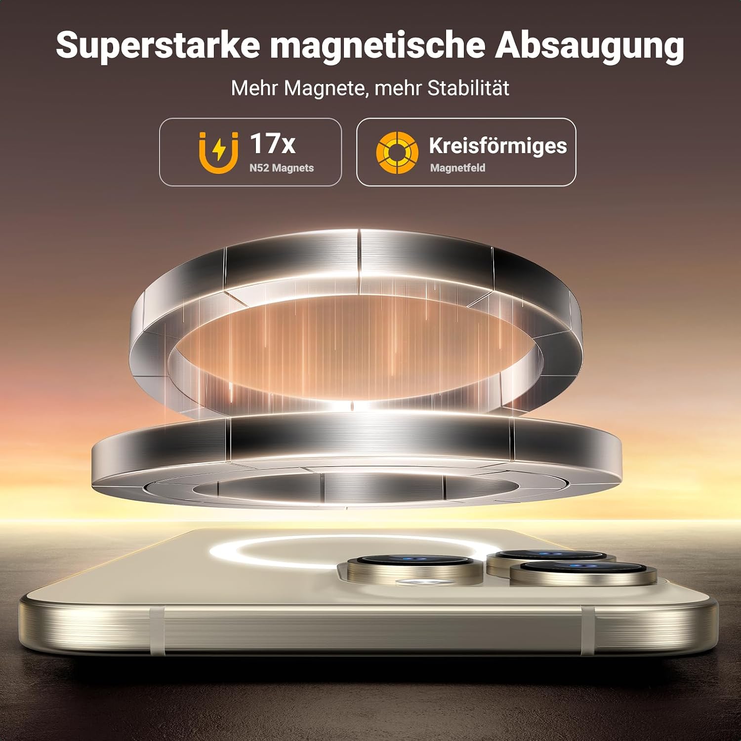 Detalle de UGREEN MagSafe Handy Ständer 360°Verstellbar – Magnethalterung, Tischstütze mit Metallring