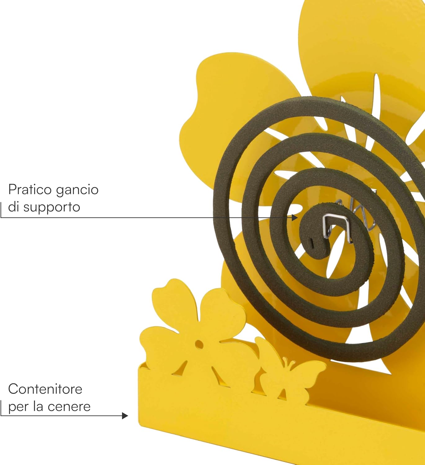 Detalle de Baroni Home Set di 3 Porta Zampirone in Metallo – Fiore Giallo 17x5x18 cm