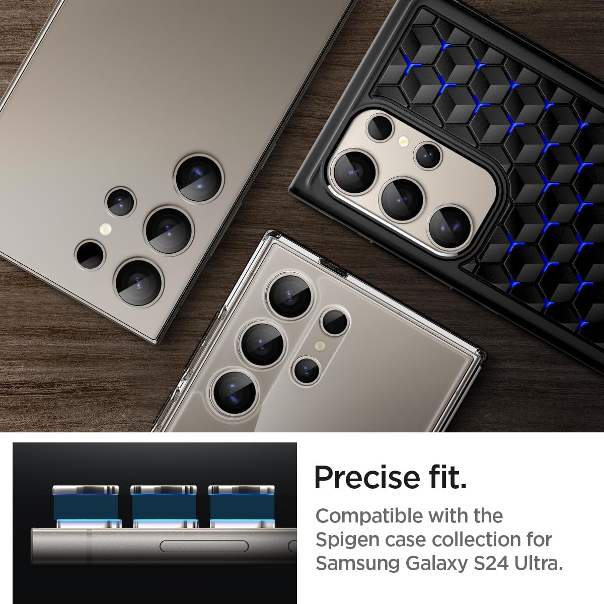 Thumbnail 5 de Spigen Glas.TR EZ Fit Optik Pro Protection Caméra pour Samsung Galaxy S24 Ultra (2 pièces) en gris titane