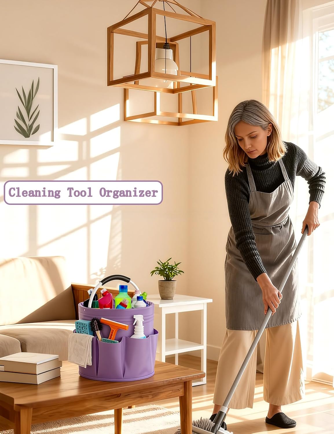 Detalle 2 de CIHTL A0022 Cleaning Caddy, 17L Foldable Organizer with 6 Pockets