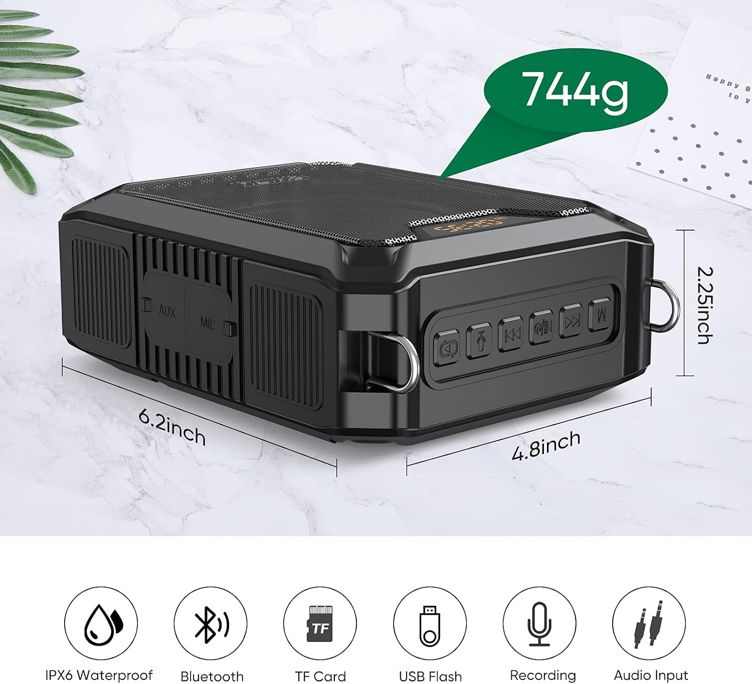 Detalle 2 de SHIDU M1000 30W Voice Amplifier with Bluetooth and IPX6 Protection